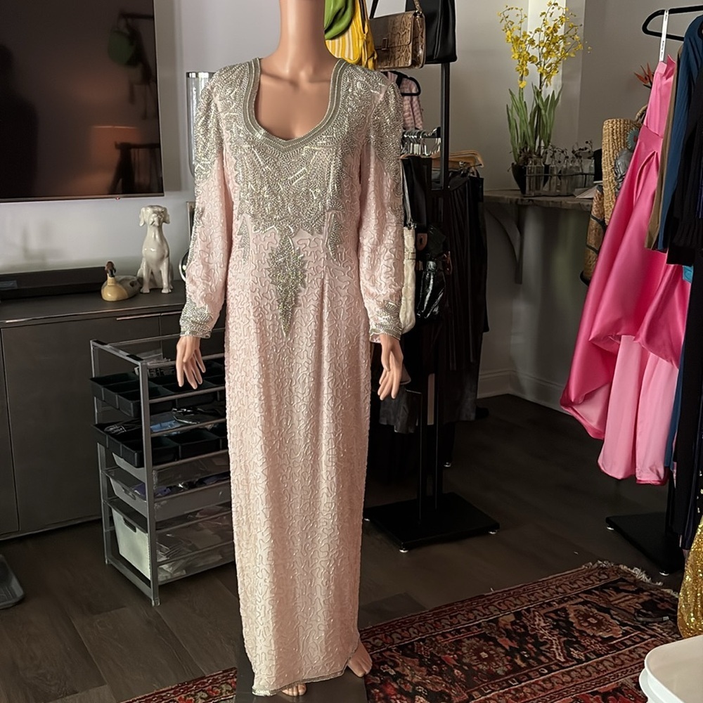 ✨ Vintage Silk Beaded Sequin Gown – Fantasy of Sister Max for SAMAGH, Size 12 - Picture 2 of 16
